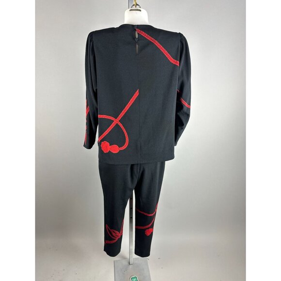 Vtg 90s Hitoshi Tamura Knot Rope Print Top Pants Set Small Made In Japan Womens - Picture 5 of 8